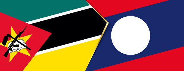 Mozambique and Laos flags, two vector flags.