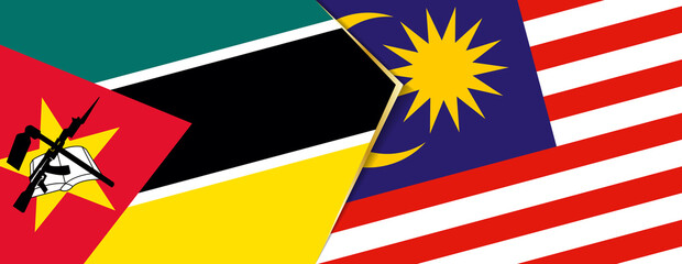 Mozambique and Malaysia flags, two vector flags.