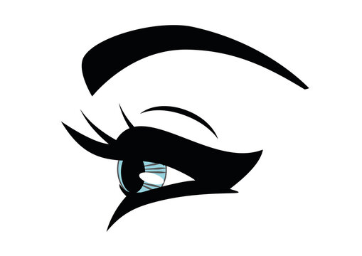 Illustration Of Profile Woman Blue Eye And Eyebrow