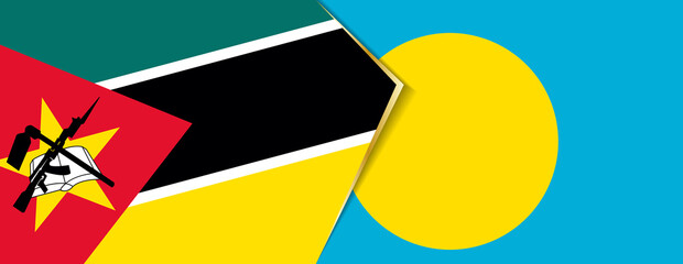 Mozambique and Palau flags, two vector flags.