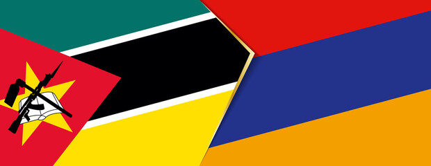 Mozambique and Armenia flags, two vector flags.