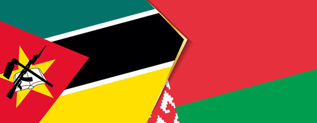 Mozambique and Belarus flags, two vector flags.