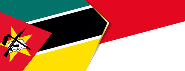 Mozambique and Monaco flags, two vector flags.