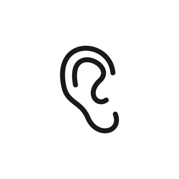 Ear icon. Hearing sense, perception symbol.