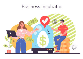 Business incubator concept. Business people and investors supporting