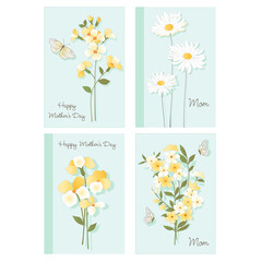 delicate botanical floral Mothers day cards with butterflies