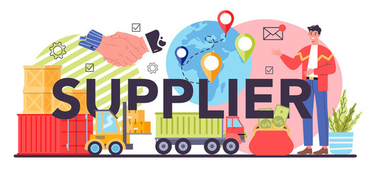 Obraz premium Suppliers typographic header. B2B idea, global logistic distribution