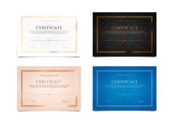 Set of different winner luxury certificate design, blank diploma on white