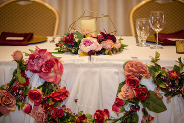 Traditional wedding reception table decorations