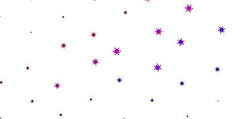 Light blue, red vector background with covid-19 symbols.