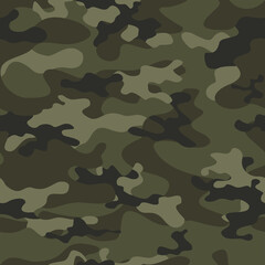 Fototapeta premium green camouflage modern design, repeat print. Hunting forest background.