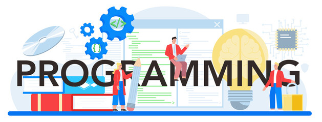 Programming typographic header. Idea of coding, testing and writing program