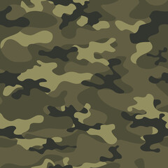Fototapeta premium Camouflage military khaki pattern, vector illustration. Forest print