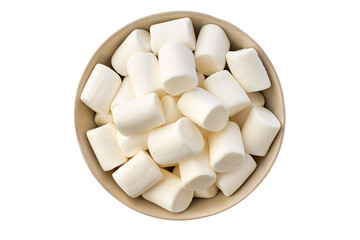 Bowl of marshmallows on white