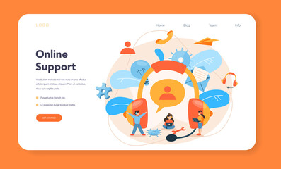 Technical support web banner or landing page. Idea of customer service.