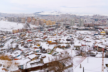 Panoramic Ankara view Altindag district from Ankara castle in winter time