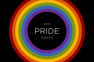 Gay Pride Month 2021 in June. LGBTQ multicolored rainbow flag. Original color symbol of gay pride concept background, high resolution poster - obrazy, fototapety, plakaty