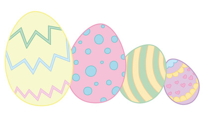 Set of easter eggs decorated in pastel colors