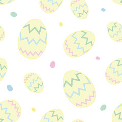 Seamless texture with easter eggs decorated in yellow, pink and blue pastels