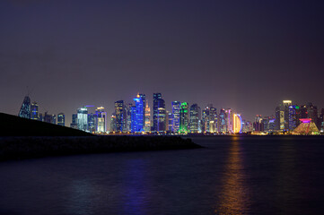 Fototapeta premium City light in night view from Doha Qatar