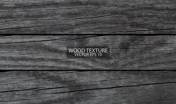 Dark aged wood texture, EPS 10 vector. Grunge wooden background.