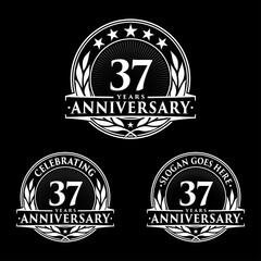 37 years anniversary collection logotype. Vector and illustration.