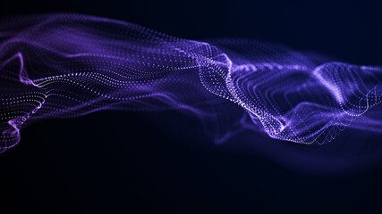 Fototapeta premium Futuristic point wave. Abstract background with a dynamic wave.Connecting background. Abstract wave. Artificial intelligence. Big data technology 3d rendering