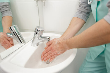 rinsing and washing the hands