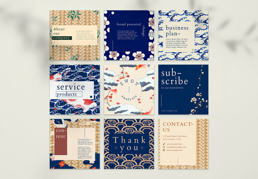 Japanese Pattern Social Media Layout Set