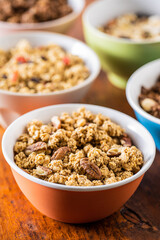 Breakfast cereal. Morning granola in bowl