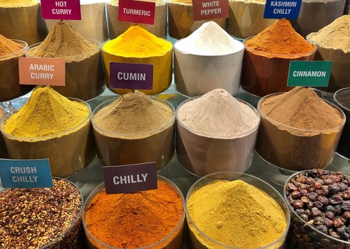 Mixed spices in the spice souk, Dubai, UAE