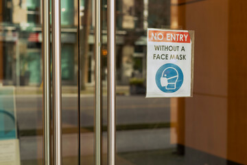 No entry without a mask - sign