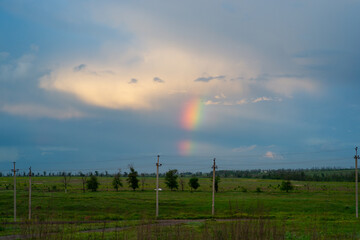 Fototapeta premium natural phenomenon - a beautiful rainbow in the sky after rain