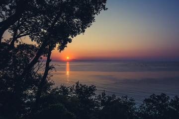 Romantic sunrise over the Greek sea