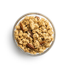 Breakfast cereal. Morning granola in bowl.