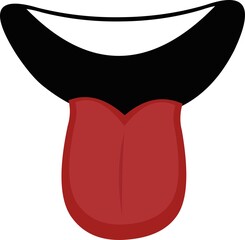 Vector emoticon illustration of an open mouth with tongue sticking out