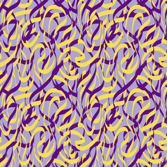 Fototapeta na wymiar Seamless Vector Abstract pattern ornament in Arabic and Japanese stile like calligraphy. Endless texture for print, Textile, wrapping, wallpaper, website, Banner. Purple. Illuminating.