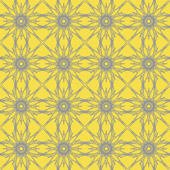 Abstract Seamless Pattern. Modern stylish texture. Composition from chaotic shapes. For print, Textile, wrapping, wallpaper, website. Simple digital drawing with mandalas. Ultimate Gray. Illuminating