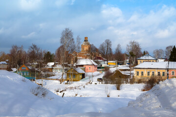 A Russian village with old houses