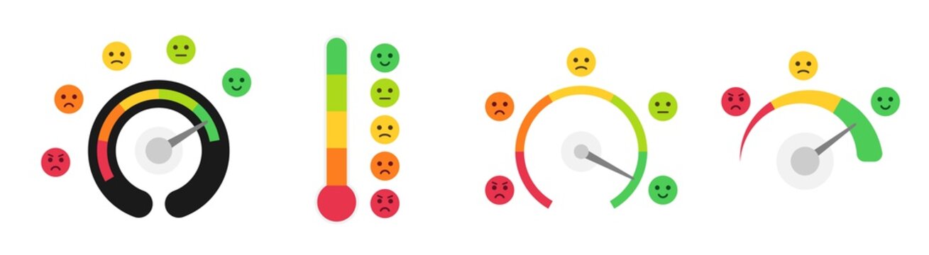 Emotion Scale From Green To Red. Customer Feedback Concept. Satisfaction Level. Vector Set