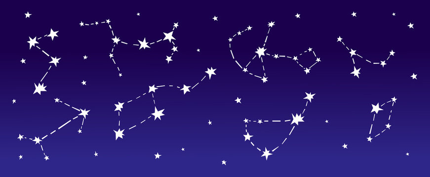 Stars. Night sky with constellations. Vector background. © masha stone