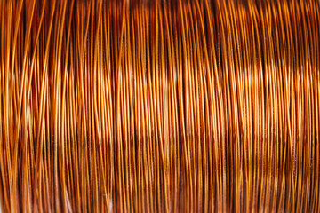 Copper wire spool, electrical wiring background - 417485335