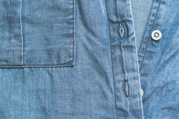Blue denim clothing top view background - 417485345