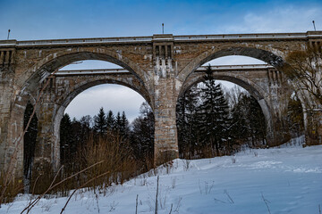 Fototapeta na wymiar Historic Railway Viaducts located in Stanczyki Poland