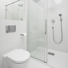 Obraz premium Spacious shower in simple bathroom