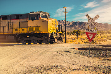 Mojave Desert Train Railroad Crossing