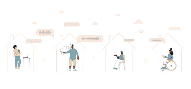 Social networking. Audio chat. Talking with friends with voice and phone. Online conference. Team meeting.