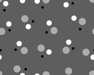 Geometric Seamless Pattern with monochrome different circles universal white gray black on gray background Cover Backdrop Repeat Vector illustration