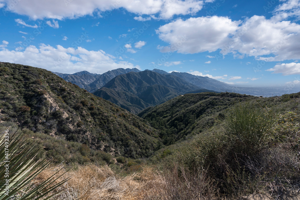 Wall mural view towards mt wilson from mt lukens truck trail fire road in the san gabriel mountains near los an