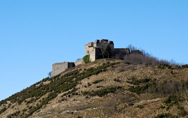 Fototapeta na wymiar The ruins of a castle on the hill